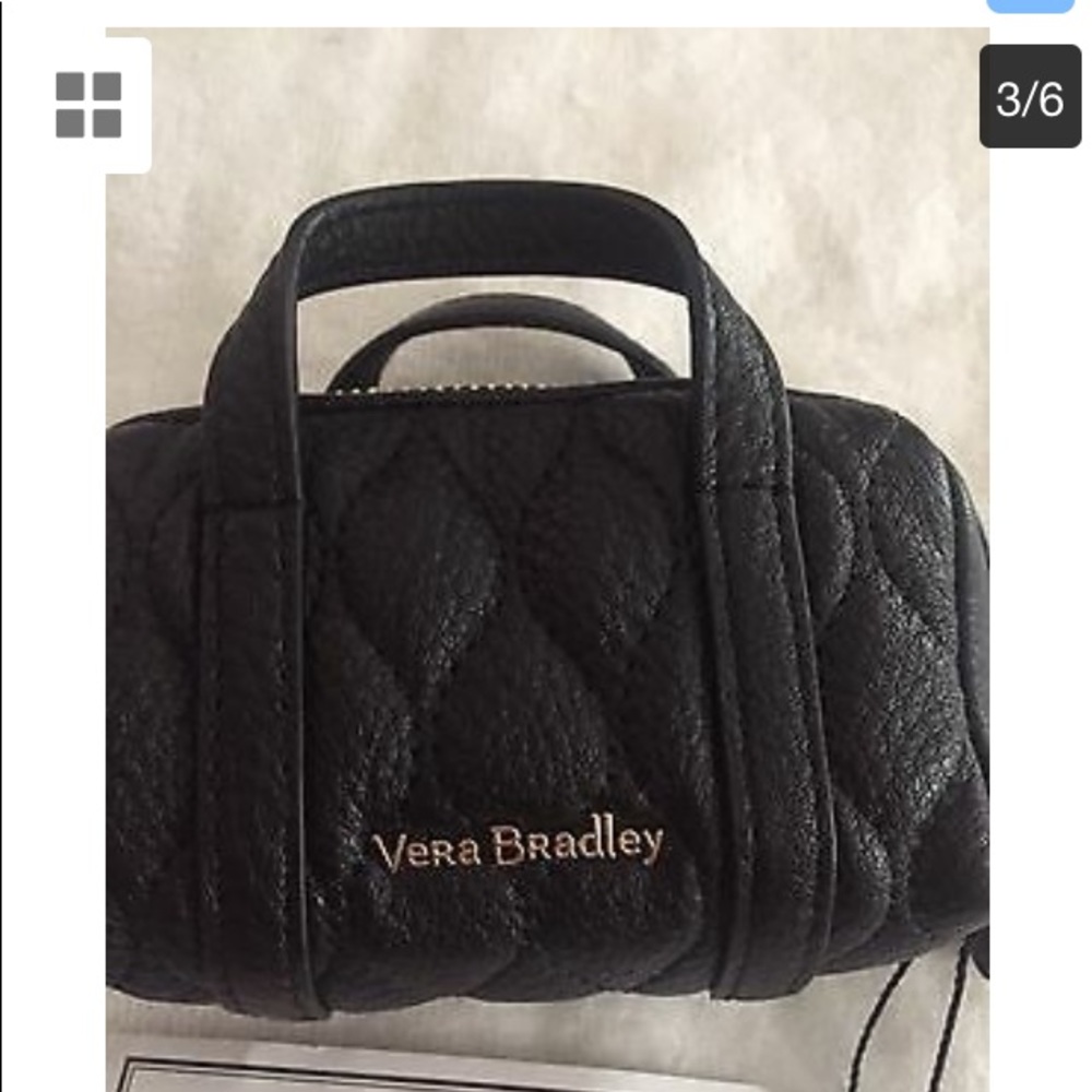 Vera Bradley Duffel Charm Blk Leather🇺🇸